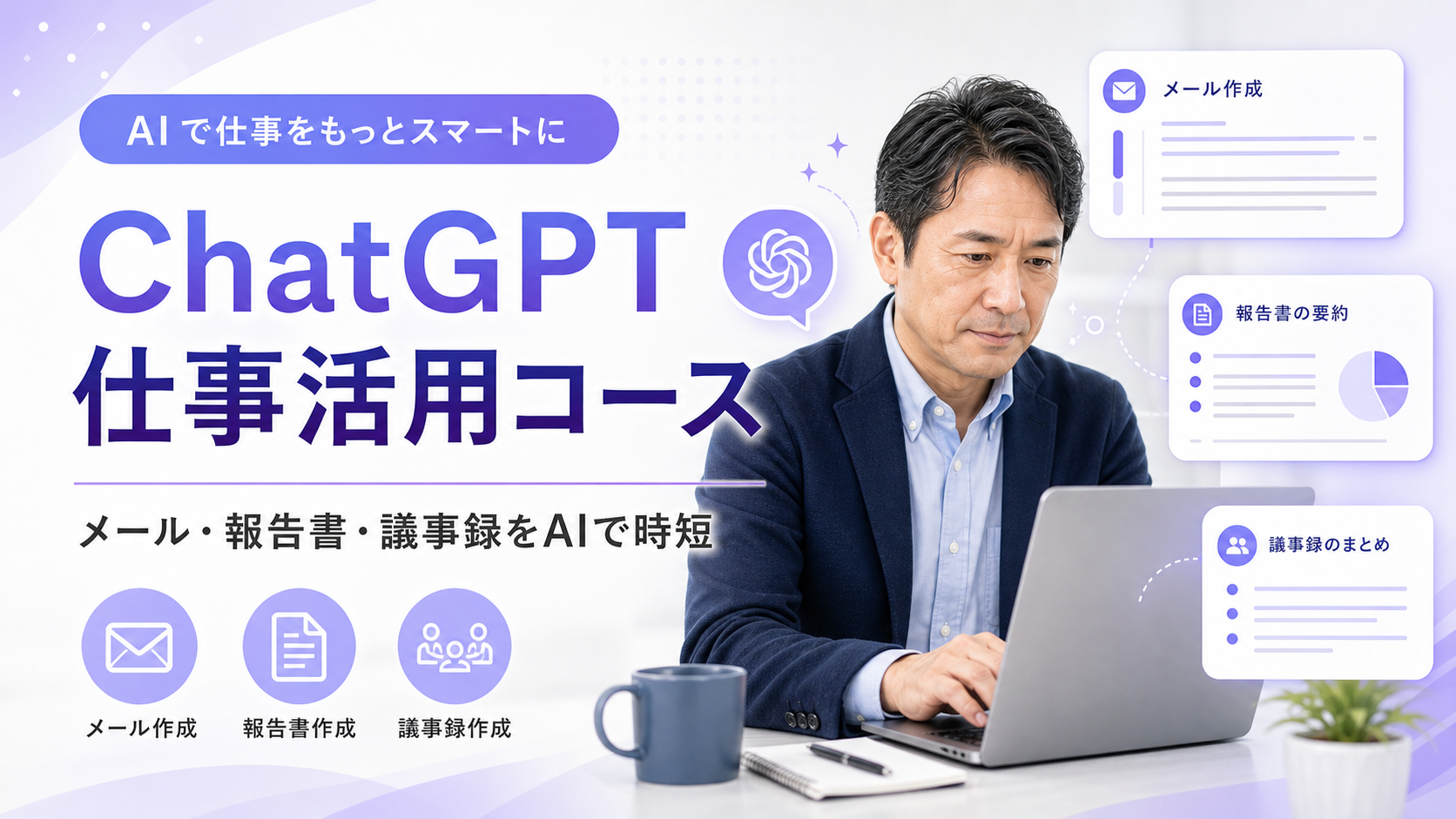 ChatGPTで仕事を効率化する講座イメージ